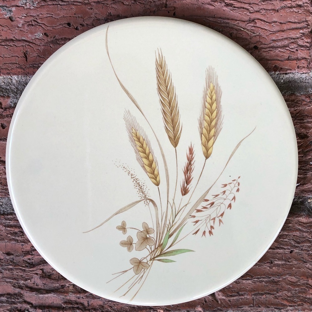 Hyalyn Pottery 6” Round Ceramic Trivet Hot Pad with Wheat Spray Design